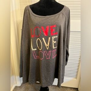 Gray Love Print Women's Sweater